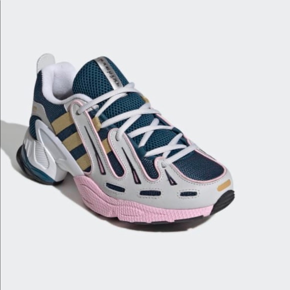 adidas originals eqt gazelle trainers in navy and pink